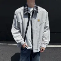 High Quality AAA Carhartt Coat Blue Suede Street Style Sophistication Spring Autumn Patch