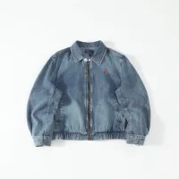 Designer Ralph Lauren Jacket Blue Cotton Denim All-Day Comfort Clean Lines Slim Fit
