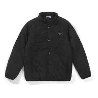 Luxury Prada Cotton-Padded Coat Ash Cotton Mulberry Silk Wool Down Nylon Genuine Leather Fabric Winter