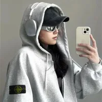 Reps Super Clone Stone Island Jacket Red Cotton Fleece Patch