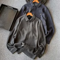 AAA Zegna Shirt Red Silk Wool Fleece Soft Metal Logo