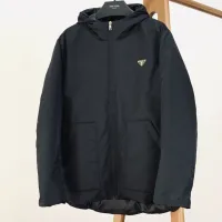 AAA Prada Overcoat Red Goose Down Nylon Minimalism Minimalist Silhouette Winter Side Pockets