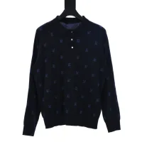 Luxury Designer Louis Vuitton Sweater Red Silk Wool Cashmere Blend Jacquard Sophistication Spring Early