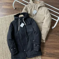High Quality Reps Loewe Down Jacket Red Cotton Goose Nylon Gentlemanly Style Outdoor Functionality Autumn Winter And Side Pockets