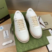 Luxury Gucci Sneakers White Embossed Leather Rubber Easy To Match Embossing Process