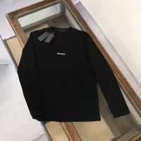 Designer Prada Long-Sleeved T-Shirt Green Cotton Long-Staple Autumn Early