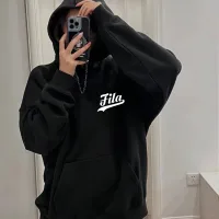 Luxury Fila Hoodie Black Cotton Fleece Winter