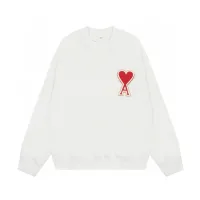 Designer High Quality Ami Sweatshirt Red Cotton Pure Patch