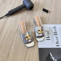 AAA Gucci Pig Nose Flat Sandals Ash