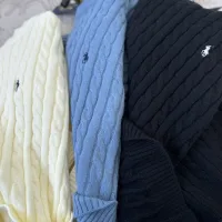 AAA Reps Ralph Lauren Long-Sleeved Shirts Red Cotton Pure Jacquard Cable Knit Pattern Embroidery