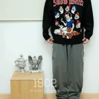 Designer High Quality Supreme Sweater Black Cotton Jacquard