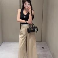 Designer Loewe Leather Casual Trousers For Spring