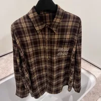 1:1 High Quality Miu Miu Plaid Long-Sleeved Shirt