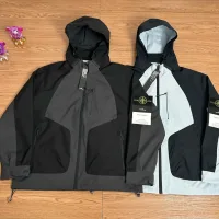 Designer Stone Island Jacket Red Exquisite Workmanship Street Style Color Blocking
