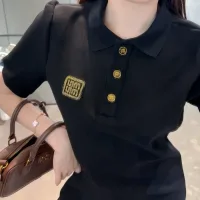 High Quality Designer Miu Miu Gold Short-Sleeved Shirts