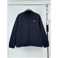 Reps Fred Perry Jacket Red Nylon Mesh Fabric Adjustable Drawstring Sophistication Breathable Zippered Pocket