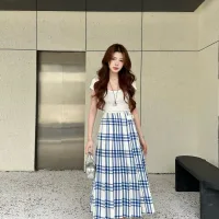 Designer High Quality Burberry Plaid Midi Skirt