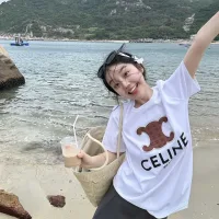 1:1 Celine Leather Short-Sleeved T-Shirt