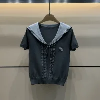 Luxury Designer Miu Miu Lace Short-Sleeved Shirt