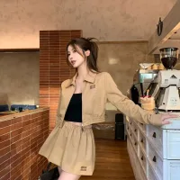 Designer Luxury Miu Miu Leather Long-Sleeved Jackets For Autumn