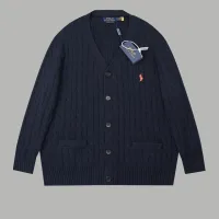 Reps Luxury Ralph Lauren Sweater Red Wool Cashmere Cable Knit Winter Embroidery Resin Buttons