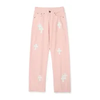 Designer Express Jeans Pink Sheepskin Cowhide Woven Fabric Denim Patch