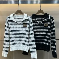 Aaa Designer Miu Miu Gold Long-Sleeved Sweater