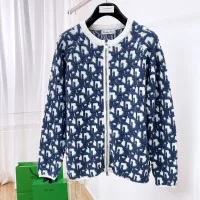Luxury Reps Dior Long-Sleeved Shirt Blue Cotton Wool Jacquard Embroidery