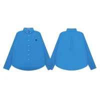 AAA Designer Prada Long-Sleeved Shirt Red Cotton Pure Poplin Playful Style Sophistication Embroidery