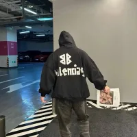Designer Super Clone Balenciaga Hoodie Black Cotton Autumn Winter