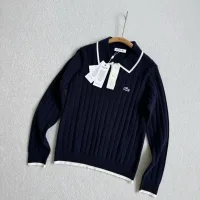 Designer Lacoste Long-Sleeved Shirt Blue Clean Lines
