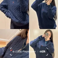 Super Clone Ralph Lauren Long-Sleeved Shirts Red Eva Cotton Cable Knit Breathable And Not Stuffy Exquisite Workmanship Spring Autumn Early