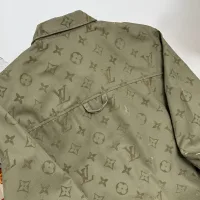 AAA Louis Vuitton Shirt Green Cotton Twill Fabric