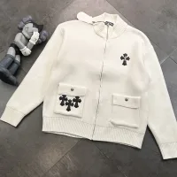 Luxury Chrome Hearts Long-Sleeved Shirt Black Autumn Winter Leather Patch Flattering Fit For All Body Types