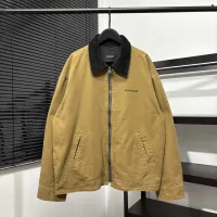 High Quality AAA Coach Jacket Brown Cotton Corduroy Retro Workwear Embroidery Patch Work Collar