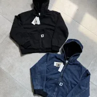 Designer Carhartt Outerwear Blue Cotton Wool Lambswool Fleece Denim Easy To Match Autumn Winter Patch