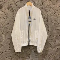 Designer Luxury Adidas Jacket White Wrinkled Fabric
