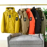 Luxury Stone Island Down Jacket Red Duck Polyester Nanofiber Winter