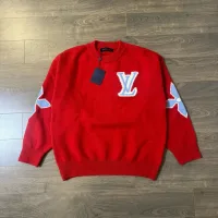 Designer Louis Vuitton Sweater Red Wool Blend Jacquard
