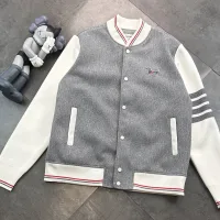 Luxury Thom Browne Coat Red Down Embroidery Patch Side Pockets