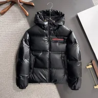 Designer Luxury Prada Outerwear Red Goose Down Nylon Microfiber Fabric Soft Touch Side Stripes