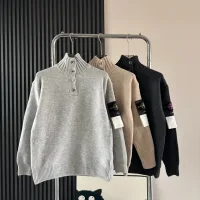 Designer Stone Island Coat Ash Wool Blend Autumn Winter And