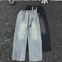 Super Clone Stone Island Jeans Red Denim Streetwear Retro Wash And Trendy Autumn Winter