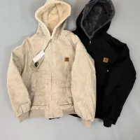 Super Clone Reps Carhartt Outerwear Red Cotton Twill Faux Mink Fur Winter Patch
