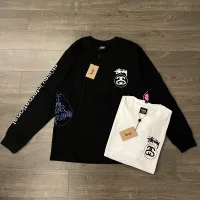 Luxury Stussy Long-Sleeved Shirts Ash Eva Cotton Pure Streetwear Exquisite Tailoring Plastisol Printing