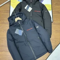 Designer High Quality Prada Down Jacket Red Goose Nylon Fleece Luxury Business Zippered Pocket