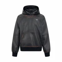 High Quality Super Clone Prada Leather Jacket Red Genuine Relaxed Fit Minimalism Embroidery