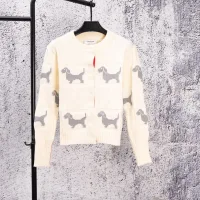 AAA Super Clone Thom Browne Sweater Red Jacquard Cable Knit Playful Style