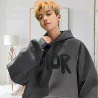 AAA Designer Dior Hoodies Red Cotton Pure Fleece Embroidery