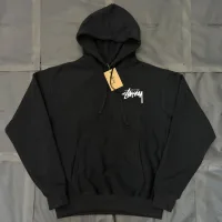 Reps Luxury Stussy Hoodie Red Cotton Pure Fleece Ribbed Fabric Relaxed Fit Winter